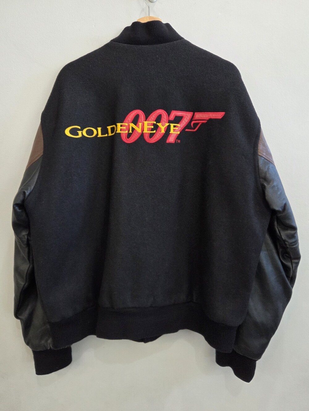 Vintage James Bond Goldeneye 007 Leather Wool Jacket United Artists MGM Large